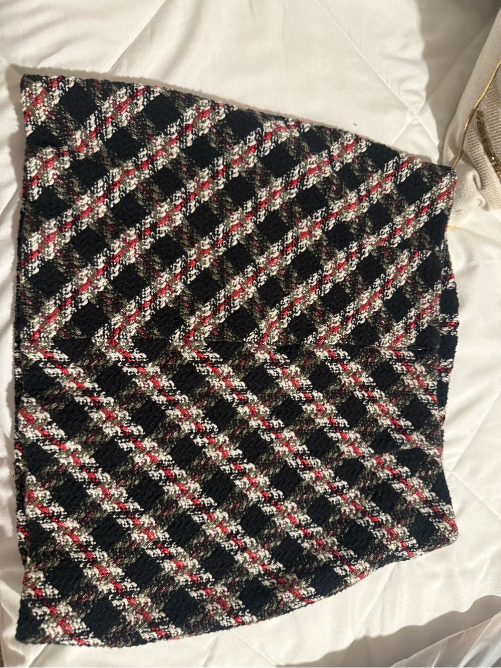 Black Plaid Tweed Mini Skirt - Zara